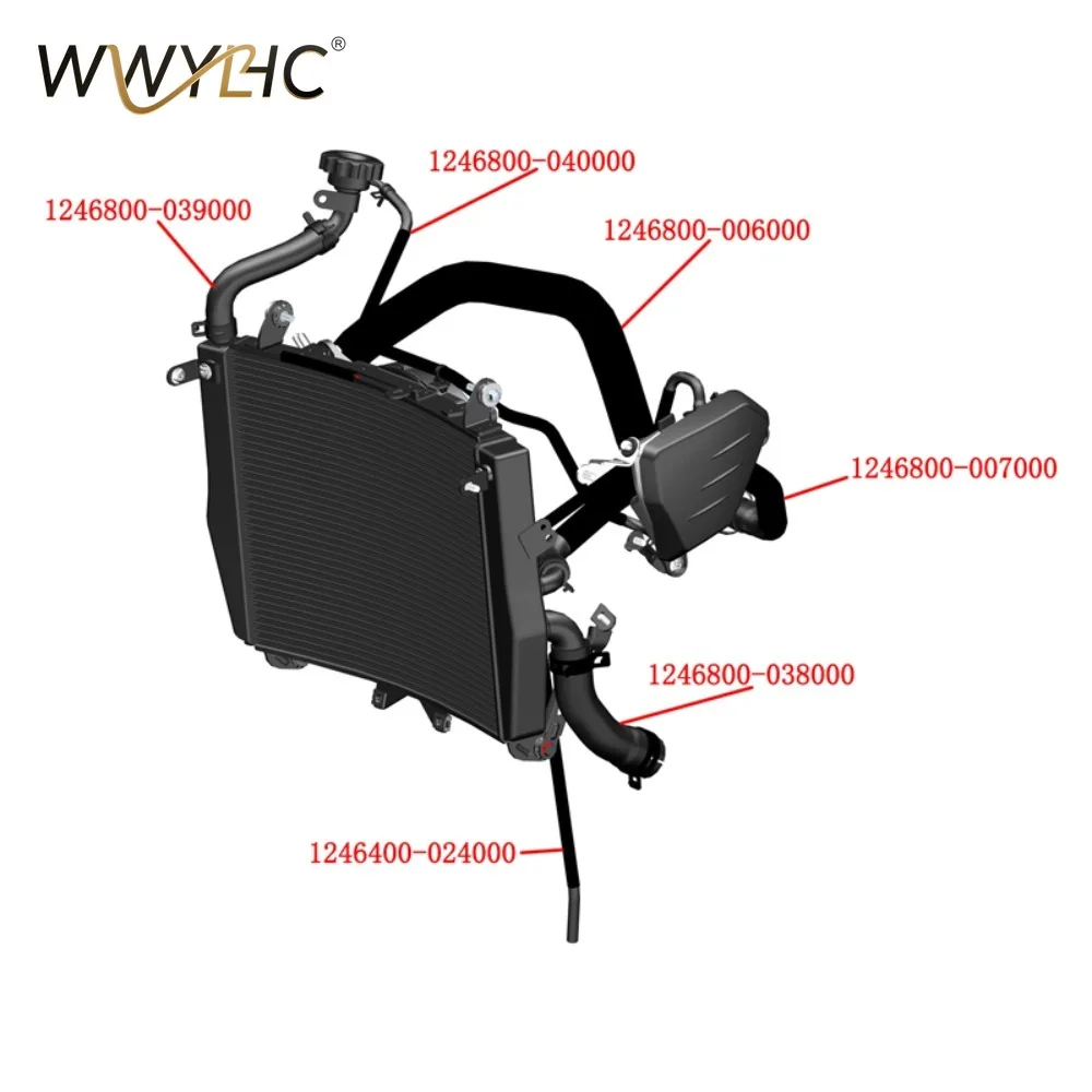 ZT703R Motorcycle Water Cooling System Main Water Tank Cooler Radiator Auxiliary Water Pot Thermostat Hoop