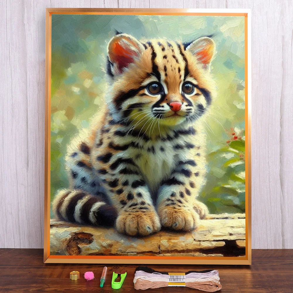 

Animal Cat Printed Canvas Cross-Stitch Kit DIY Embroidery DMC Threads Sewing Painting Hobby Knitting Magic Room Decor Needle