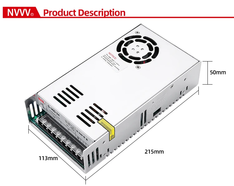 

NVVV Switching Power Supply S-350W AC 110V/220V to DC 5v 12v 15v 24v 30v 36v 48v Source Transformer SMPS for LED Monitoring Lamp