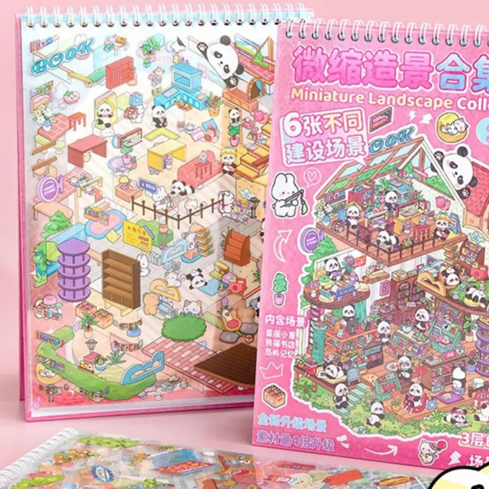 

6-in-1 Miniature Landscape Sticker Collection PET Plus Size DIY Cabin Scene Sticker Three-dimensional Capybara