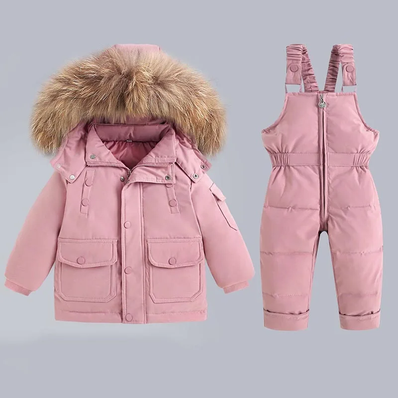 

Baby winter Thicken Warm down jacket toddler jumpsuit children kids clothing Set 2pcs girl clothes Infant snowsuit 1-6Y