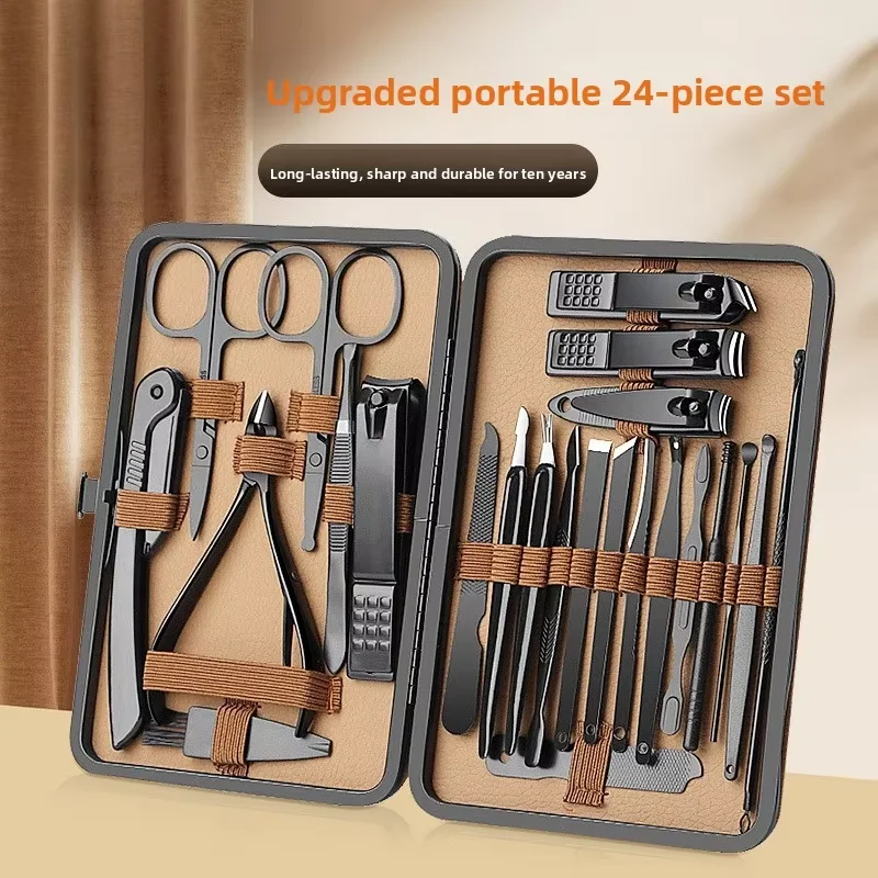 

7-24pcs Manicure Tool Set Stainless Steel Cuticle Nipper Cutter Kit Professional Nail Clippers Pedicure Nail Art Grooming Tools