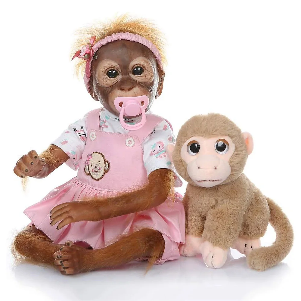 Muñeco mono realista de 50cm, vinilo de silicona, bebé Reborn, mono recién nacido como orangután Real, muñecas realistas para bebés, juguete para niños