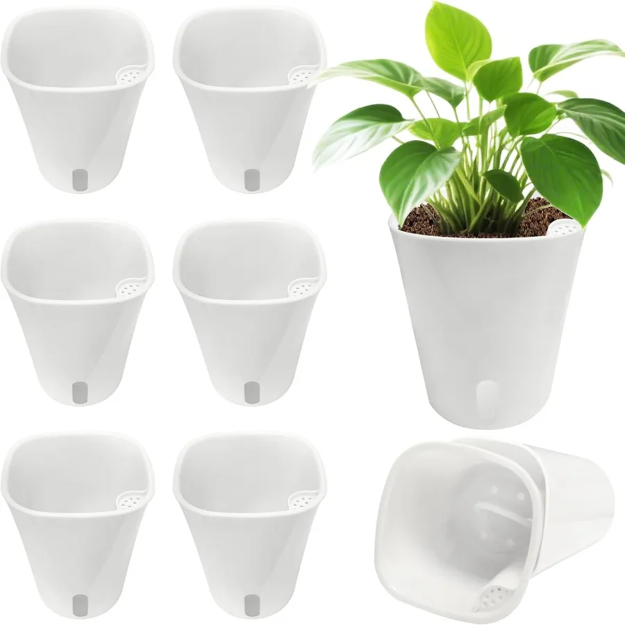 

4 Inch Self Watering Pots for Indoor Plants8 Sets Self Watering Planter Pots with Visual Water Level Window and Multiple Vents