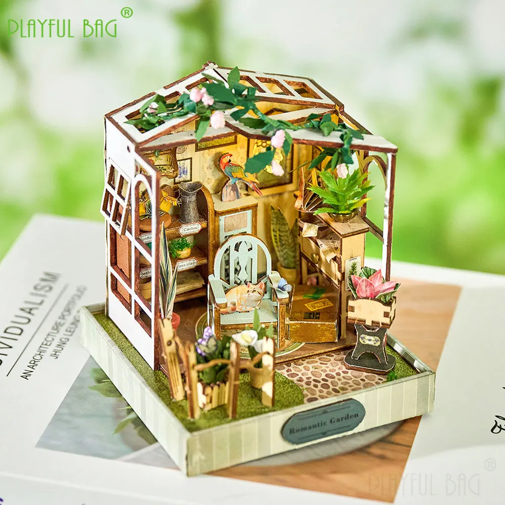 Vintage Style DIY Cottage Wooden Miniature Building Kits Doll Houses Assembling Model Kids Toy Birthday Gift Decorative HG151
