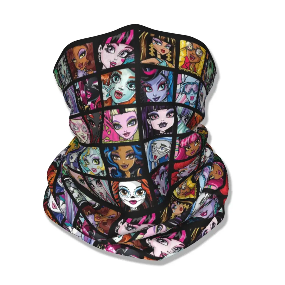 Monster High Collage Bandana Neck Gaiter Printed Draculaura Wrap Scarf Multifunctional Cycling Scarf Cycling for Men Women Adult