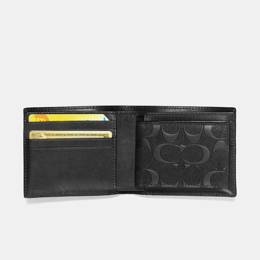 3 In 1 Wallet Id Billfold Wallet For Men Business Thin Leather Card Holder with ID Window In Signature Leather,8 Card Slots