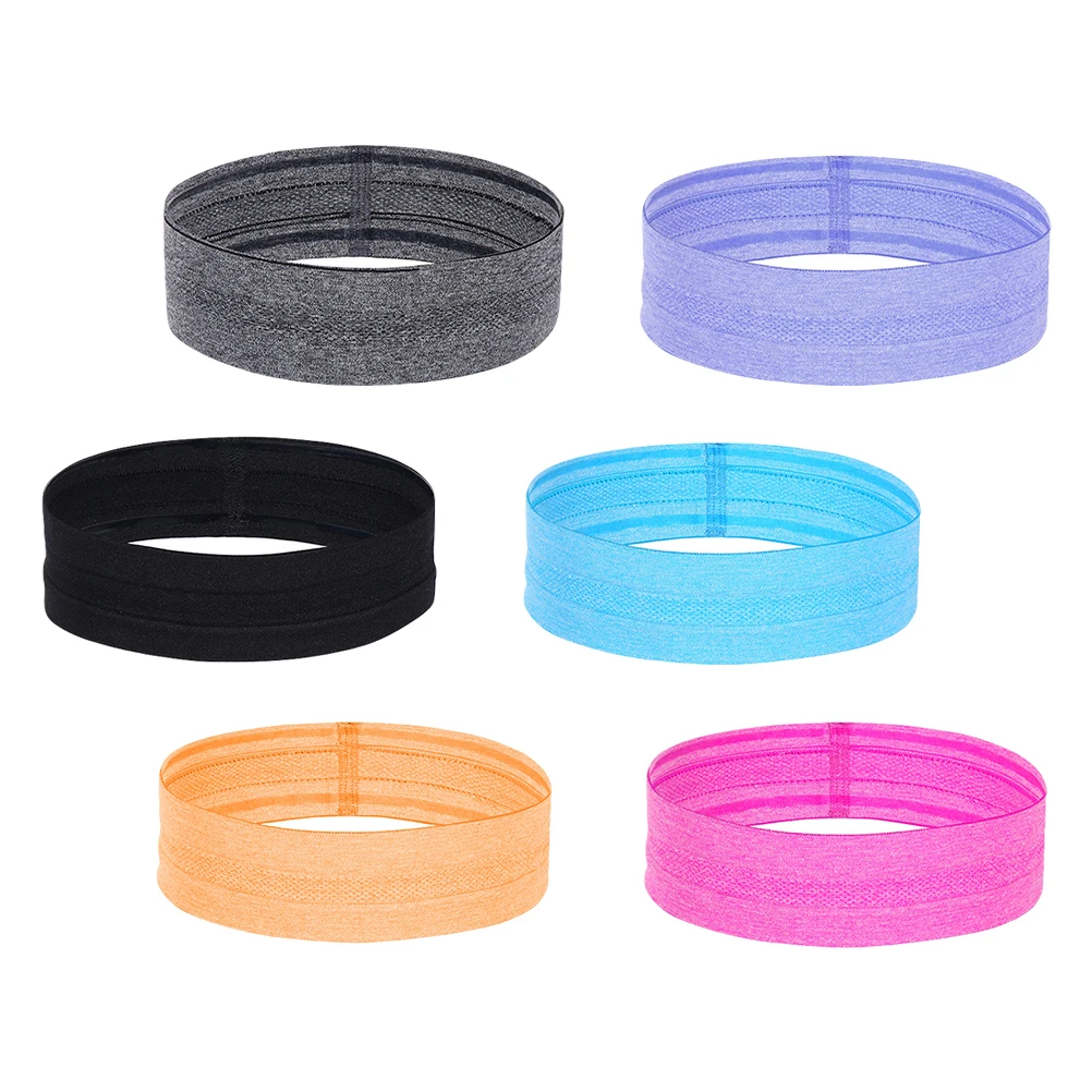 

6pcs Sports Headband Elastic Cotton Hairbands Fitness Yoga Head Wrap Anti-sweat Band Running Tennis Gym Accessories