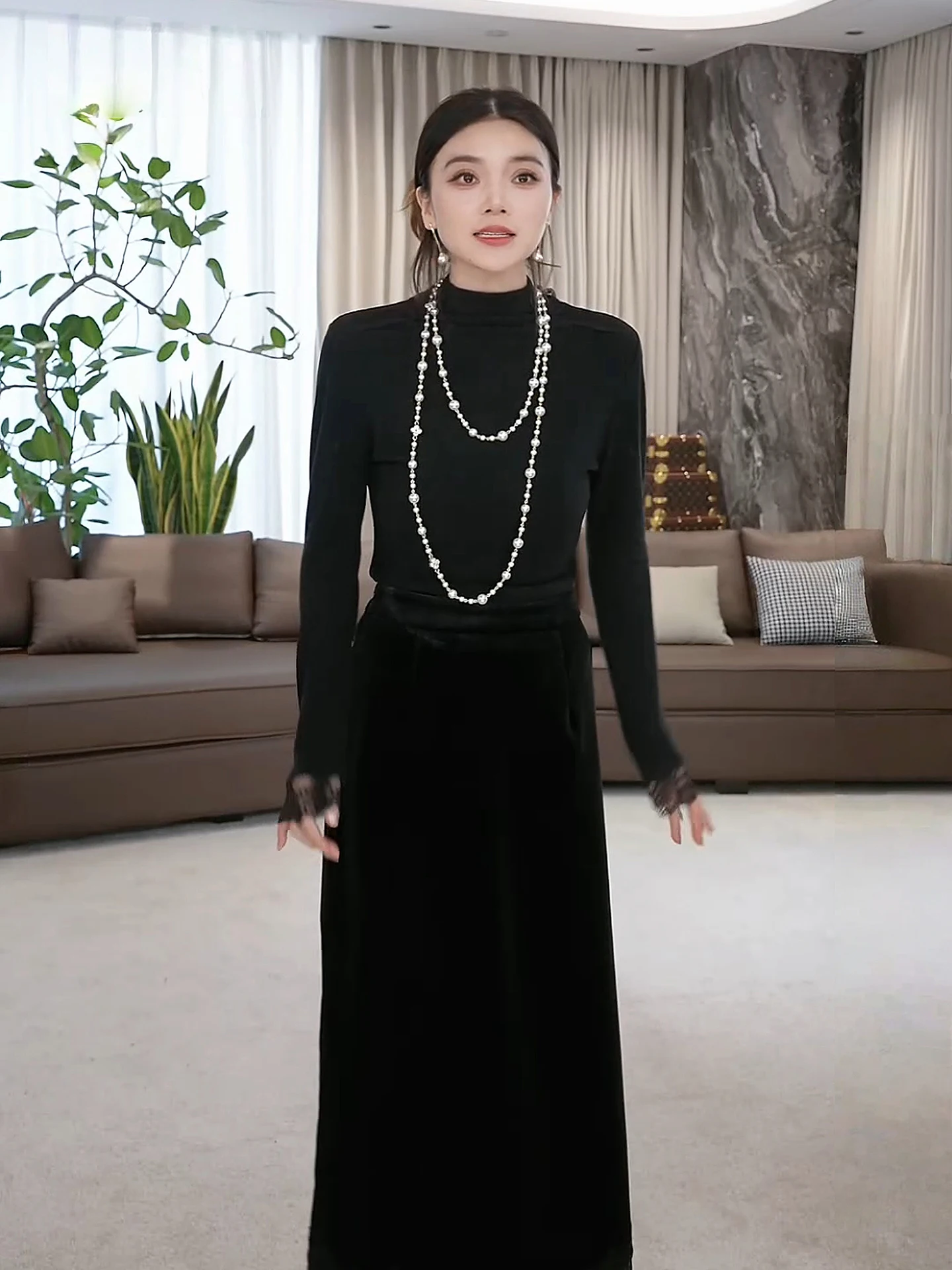 

Kanyu LAeila Women's Thiened f High Collar Lace Patchwork Sweater Top Inner Wear Autumn Winter New Sle Versatile Lon...