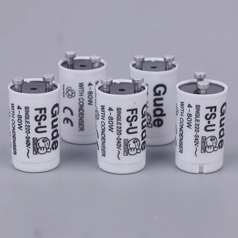 5 pçs/set Único 220V-250V 4-80W Lâmpada Fluorescente Starter FS-U S2 TL Tubo de Arranque Fusível Starters CE Rohs