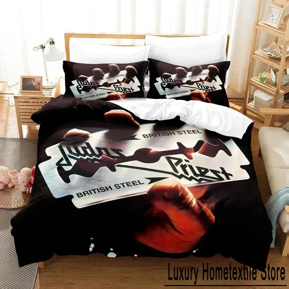 3D Print Judas Priest Bedding Set Duvet Cover Bed Set Quilt Cover Pillowcase Comforter king Queen Size Boys Adult Bedding Set