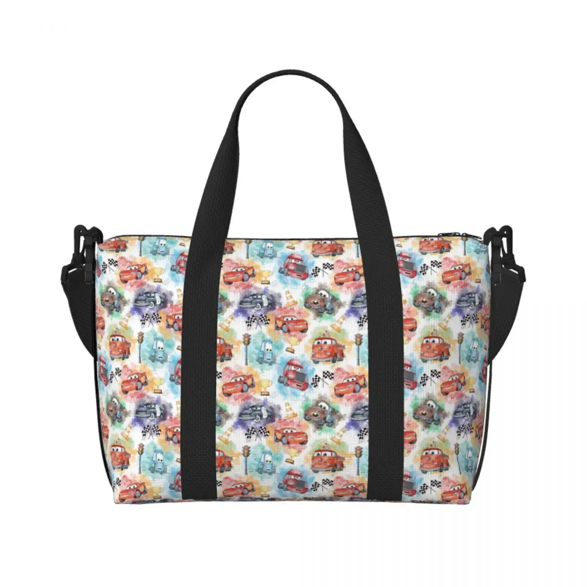 

Custom Cartoon 95 Racing Cars Kingdom Animation Pattern Tote Bag Women Big Capacity Beach Gym Travel Bags