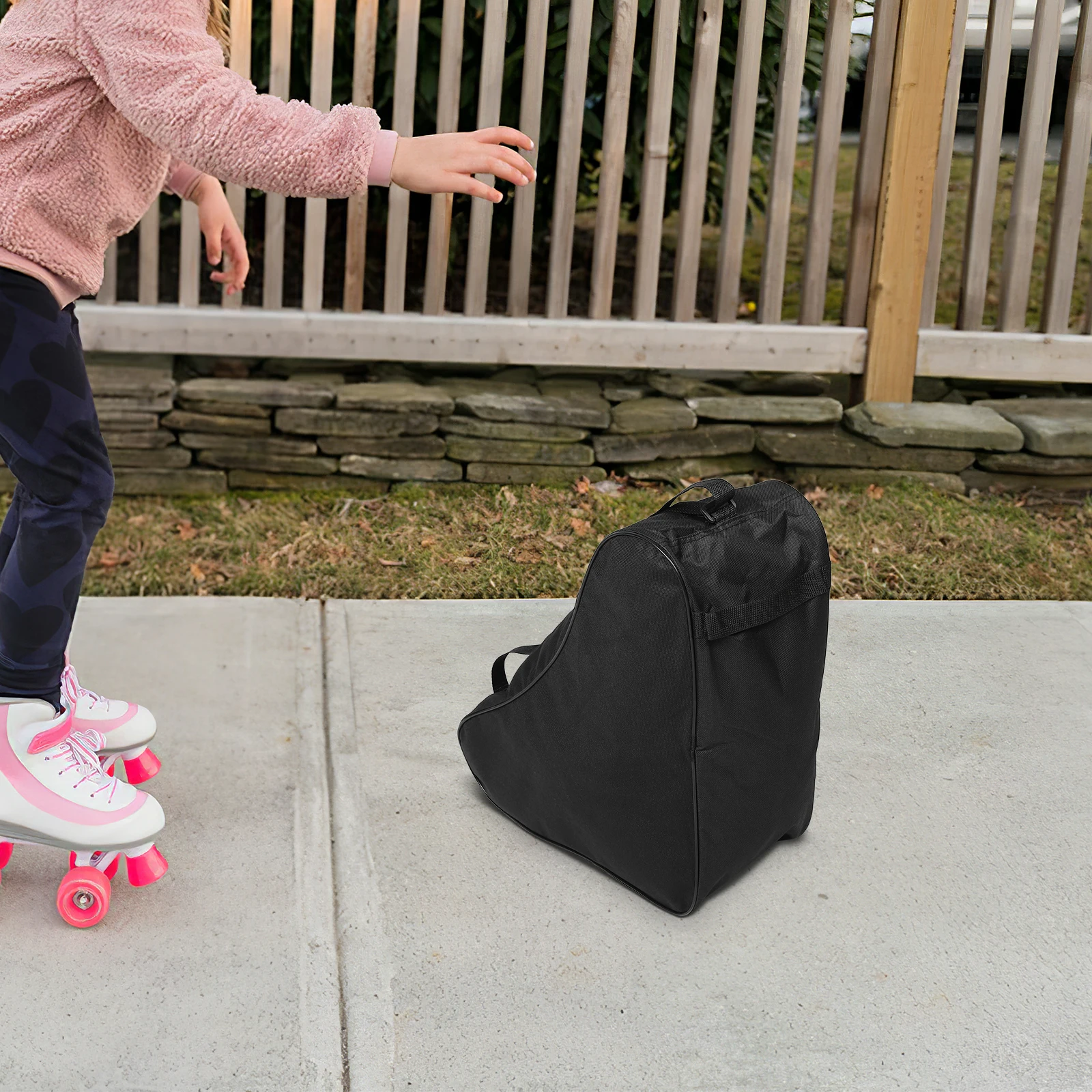 

Roller Skates Backpack Non-woven Fabric Storage Bag for Adult Black Triangle Simple Practical Sleek Appearance Easy Clean