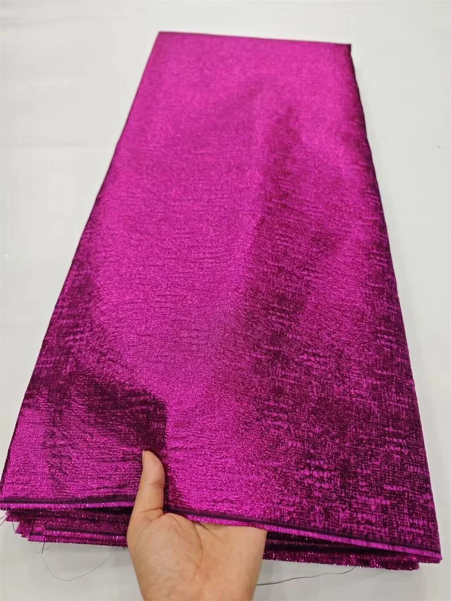 Fuchsia African Brocade Jacquard Fabric Damask Material Nigerian Gilding Lace Brocard Tissu 5 Yard Dentelle Africaine DJB71