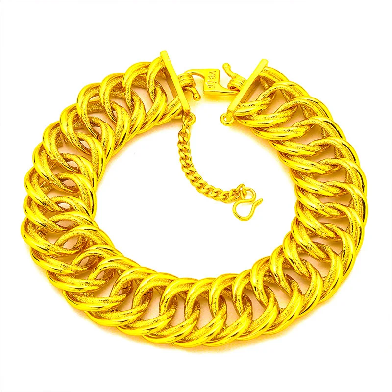 

Men's 24K Gold (AU999) Double S-Clasp Bracelet | Double-sided clasp, hammered brocade with titanium