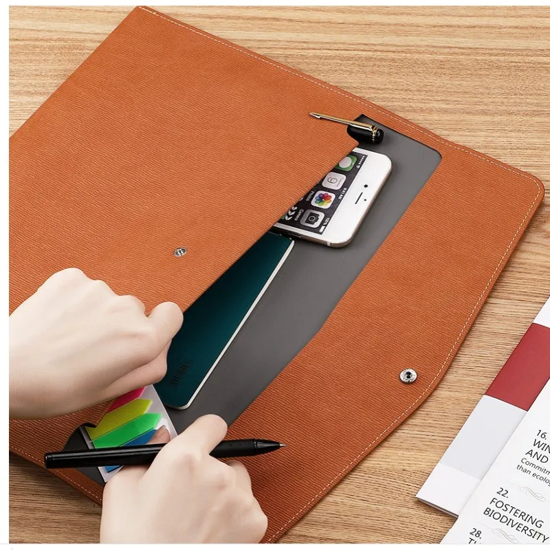 新しい多機能 A4 会議フォルダービジネス文具フォルダー革契約ファイルフォルダートラベルドキュメントフォルダー