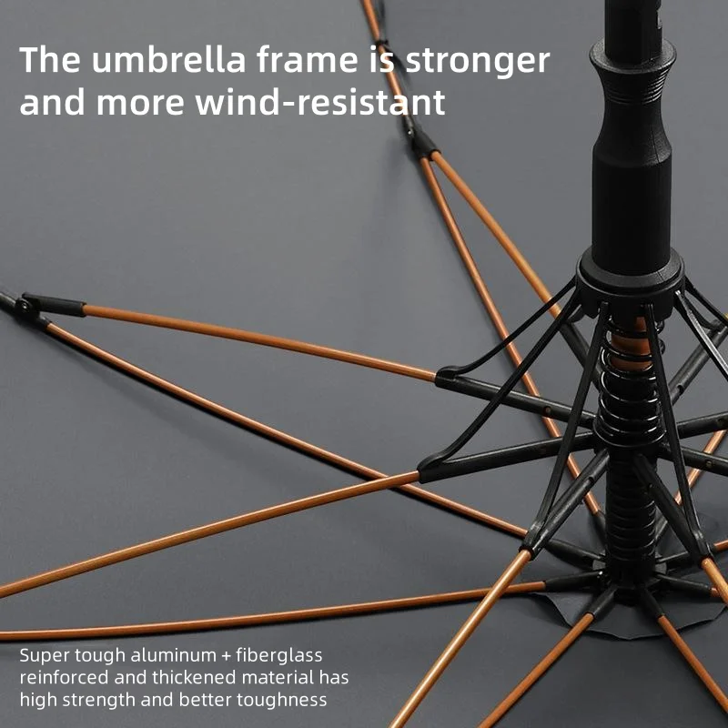 

3-in-1 Straight Pole Crutch Umbrella - Rainproof Hiking Staff with Anti-Slip Rubber Grip & 360° Reflective Safety Light