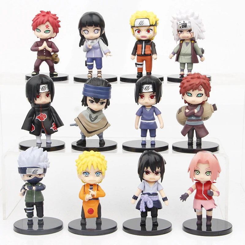 12 Teile/satz Naruto Q Verison Figur Spielzeug Nette Anime Mini Sasuke Kakashi Itachi Gaara Jiraiya Kawaii PVC Action Figur Modell Puppe