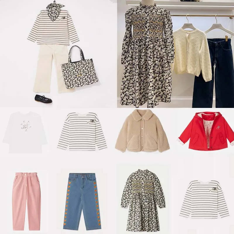 

PER-SALE 2025 Autumn BP Baby Girls Dress Boys Striped Shirt Smocking Dresses for Birthday Girls Kids Pink Pants Red Jackets