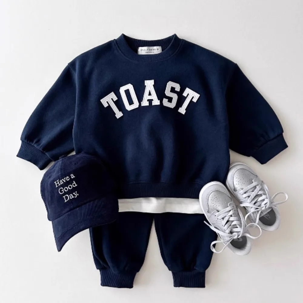 

2026 Spring New Children Long Sleeve Clothes Set Boy Girls Letter Sweatshirt + Pants 2pcs Suit Cotton Kids Casual Sports Outfits