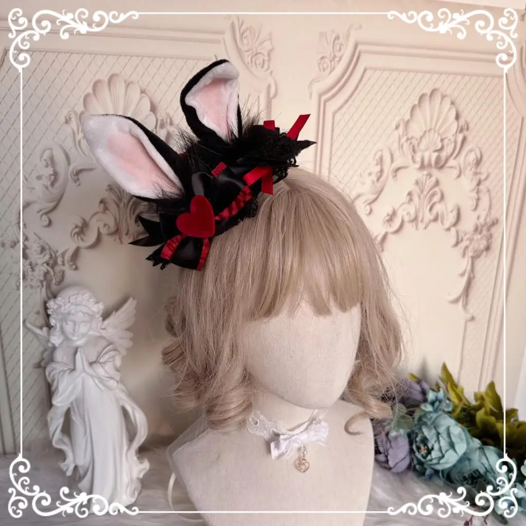 Original Homemade Lolita Element Rabbit Ear Billycock Girly Lolita Style Handmade