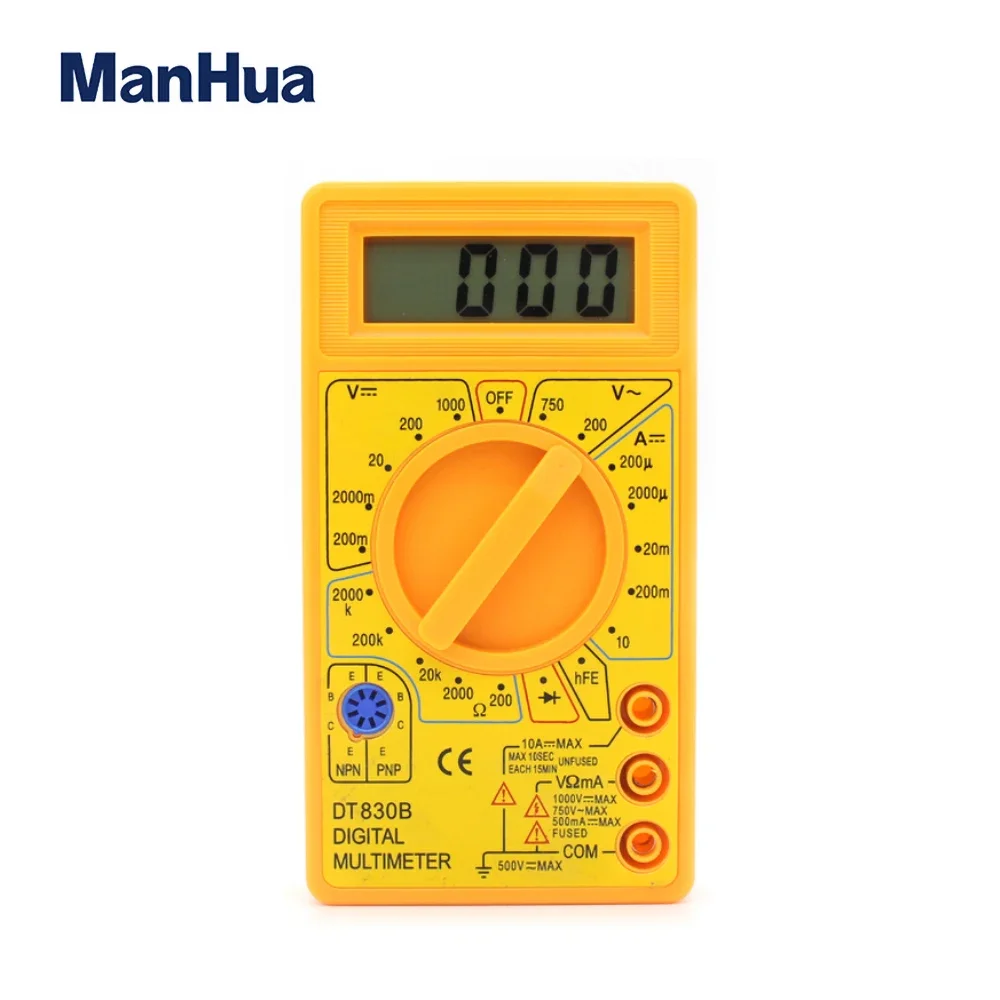 

ManHua DT830B LCD Overload Protection Voltage Amperage Test Probe Digital Voltmeter Multimeter Handheld Tester