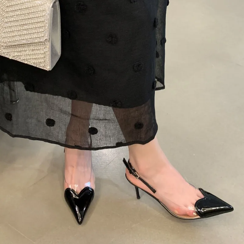 

7CM bag head women's Sandals French pointed tip women's pumps and heels Elegant Party Dress woman's shoes sandalias de mujer