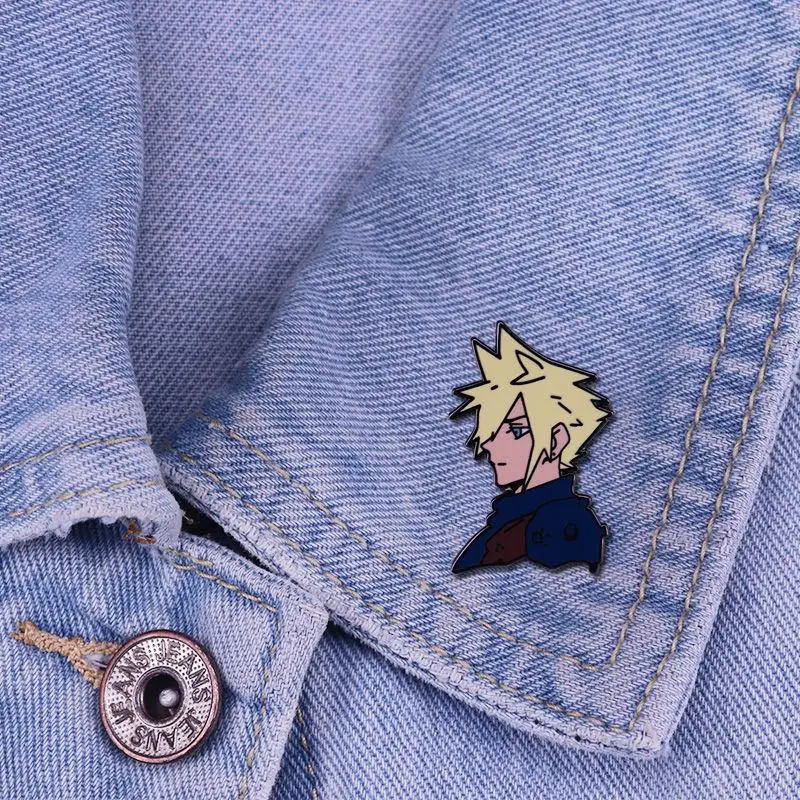 Ff7 Final Fantasy 7 Cloud Strife Cute Brooch Backpack Creative Decoration Kawaii Metal Badge Birthday Present