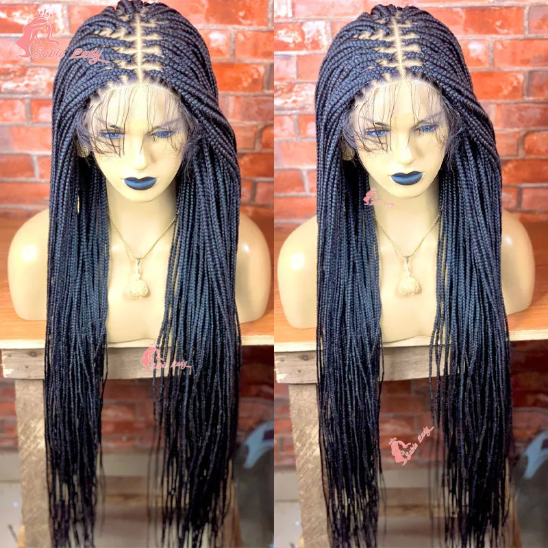 

36" Synthetic Braided Wigs Knotless Box Braid Wigs For Women Cornrow Full Lace Front Wig Braids Hair Wig Light Weight Braid Wigs