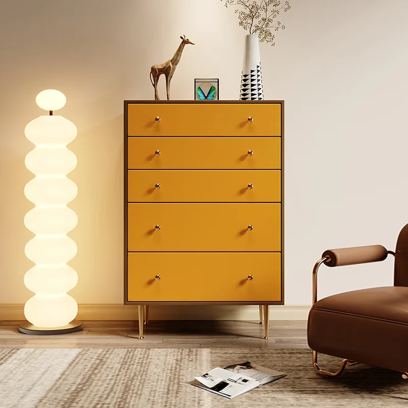 

Medieval solid wood chest of drawers household bedroom drawer high cabinet light luxury modern living room wall decorativ