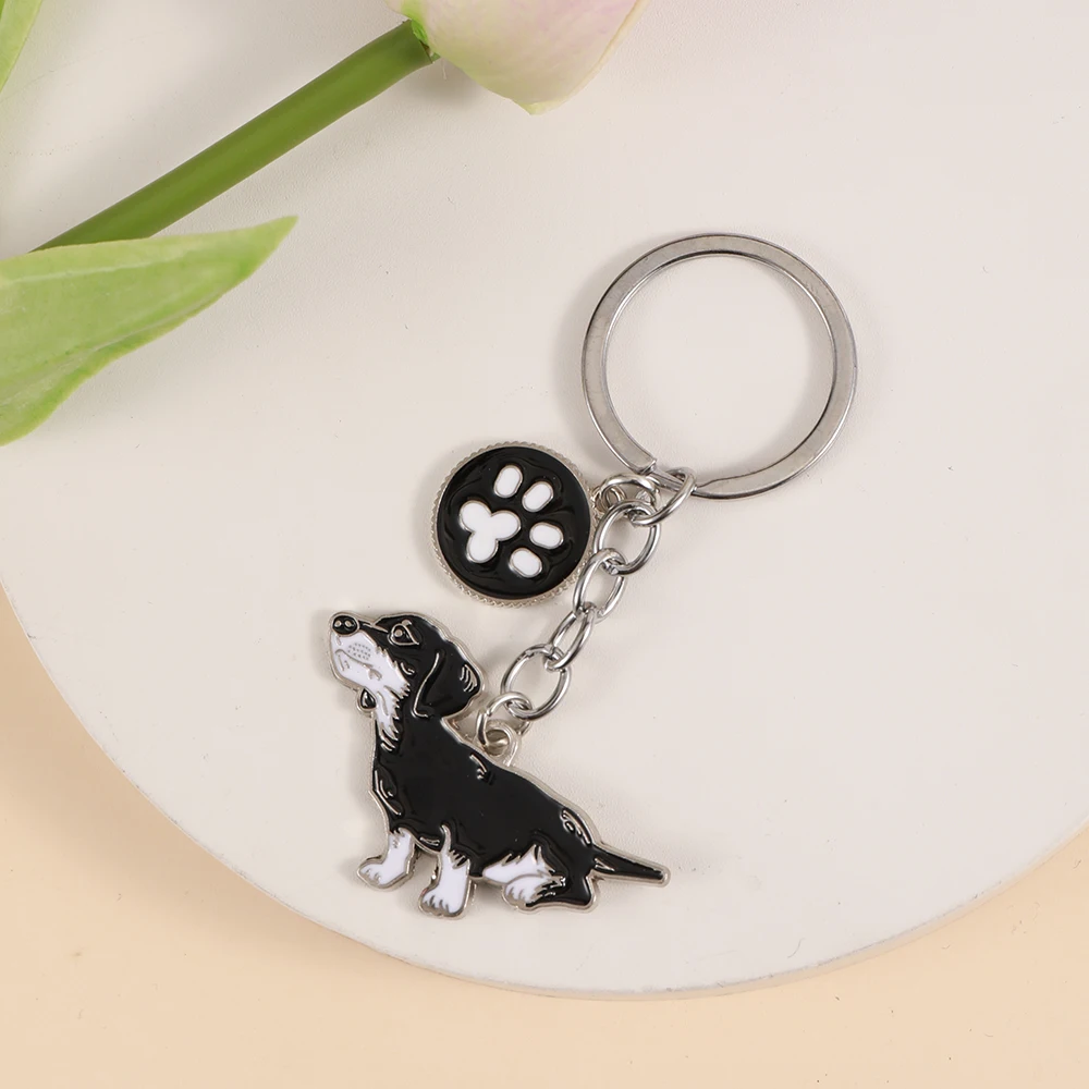 Family Metal Pet Dog Keychain Car Keyring Animal charm Accessories Gift for Dog Love