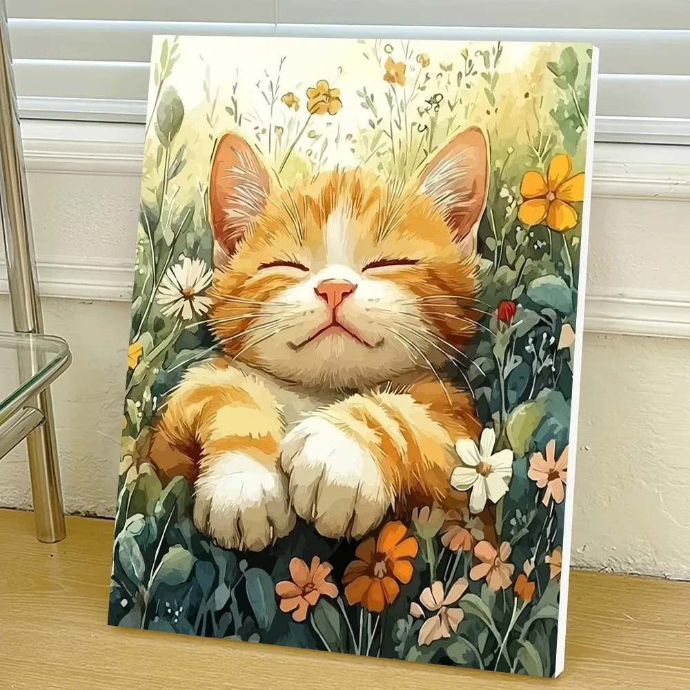 Drawing By Numbers Cat DIY Digital Oil Painting Kitten Animal Oil Painting By Numbers Flower Arts And Crafts Handpainted Gift