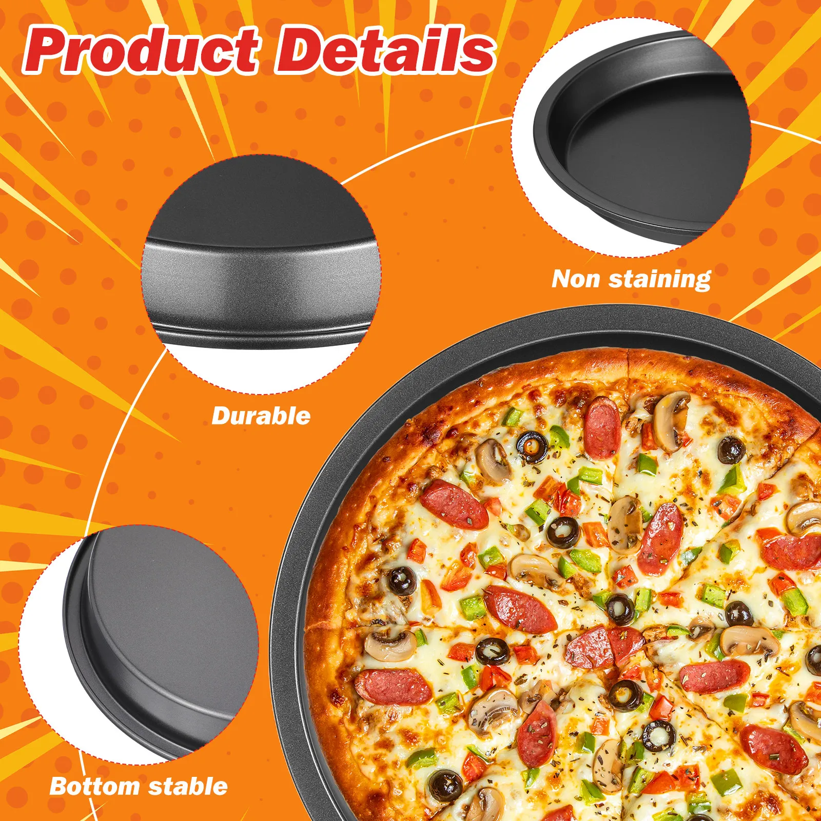 Runde Pizzapfanne aus Kohlenst – Kitchen Baking Pan Bewertung und Preis