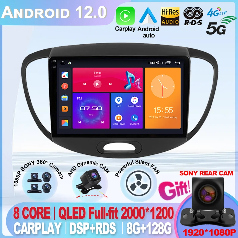 

For Hyundai Grand i10 2008-2012 2 din Android Auto Radio Carplay Car Multimedia Player GPS autoradio Bluetooth Android Auto