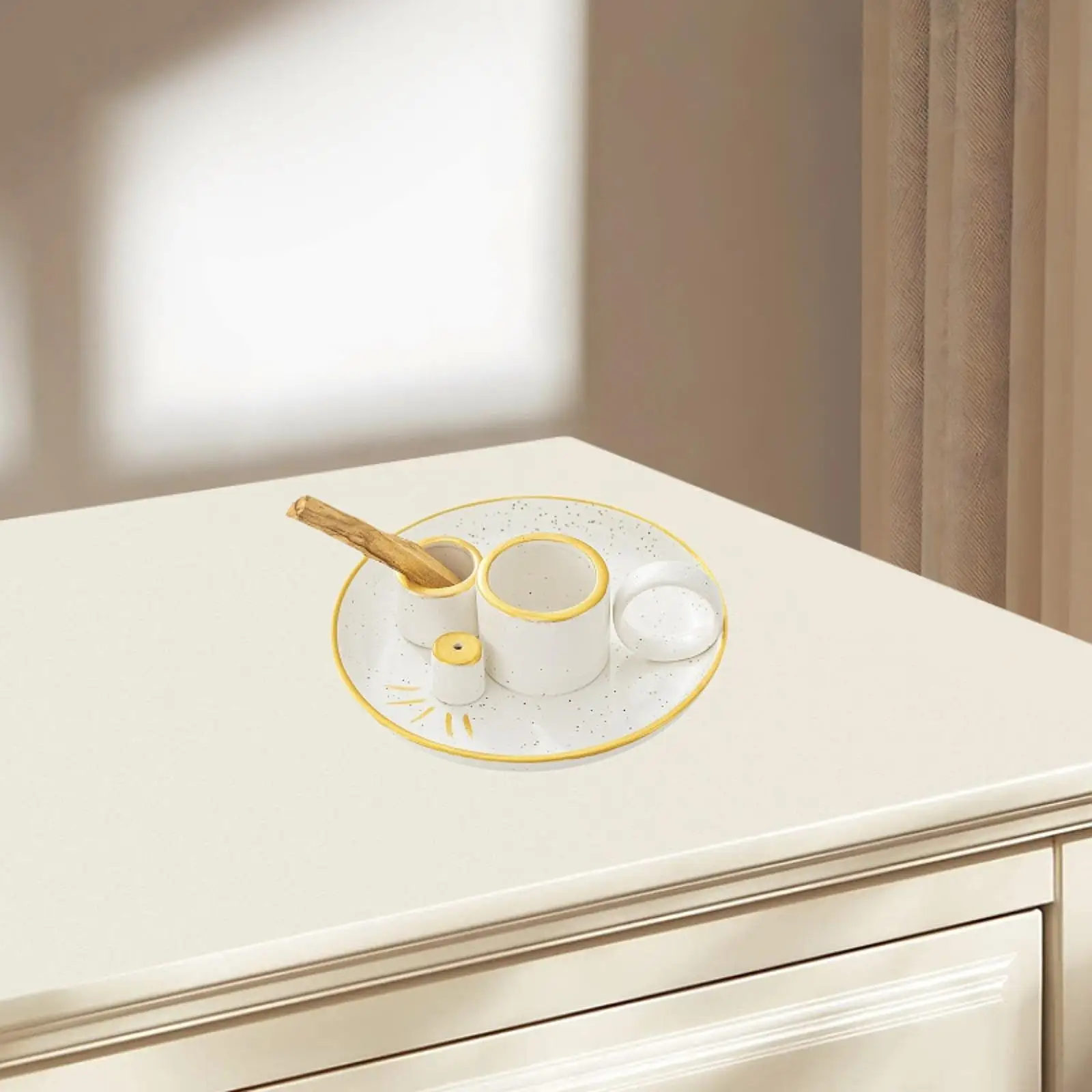 Ceramic Sage Holder Multipurpose Home Decor Home Fragrance 4 in 1 Sage Holder for Tea Room Hotel Yoga SPA Living Room Farmhouse