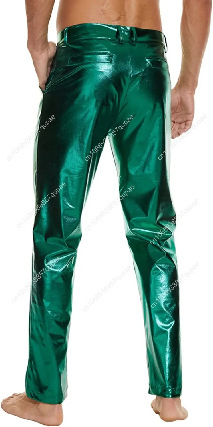 Metallic Glossy Disco Pants Retro Fashion Mens Womens Teens Green Gold White Straight Pants Party Cosplay Stage Harem Pants