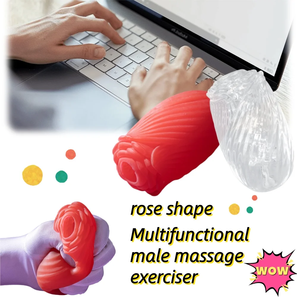 مدرب تدليك متعدد الوظائف لتخفيف الضغط على إصبع الذكور، حبيبات قابلة للتمدد على شكل وردة لتعزيز حساسية غرفة النوم الأساسية