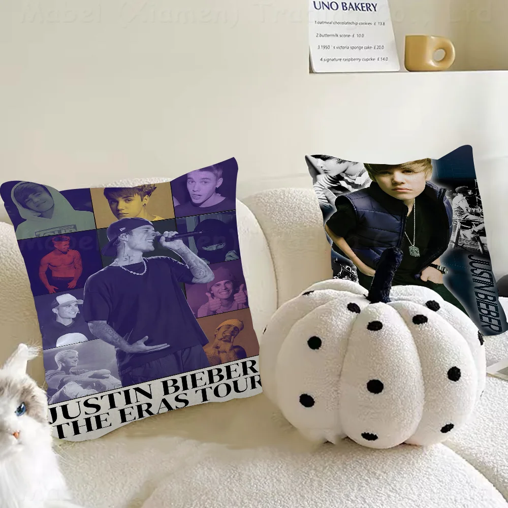 

Popular Singer Justin Bieber Office Cushion Pillowcase Car Cushion Cover45X45CM Lumbar Pillowcase Sofa Pillowcover