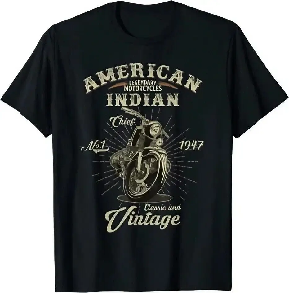 Vintage American Motorcycle Indian For Old Biker S Shirt T-Shirt For Man Woman Short Summer Tees Fashion Couple\'s Cloths