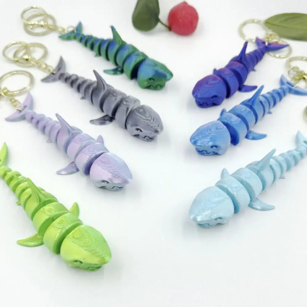 Llavero de Ballena Impreso en 3D PLA, Multiarticulado y Móvil, Figura de Animales Impresa en 3D, Adornos, Artesanía Animal, Llavero de Tiburón Realista