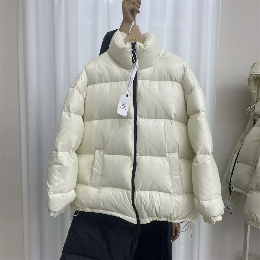 New Jackets for Women No-wash Glossy Stand Collar Down Jacket 90 White Duck Down Thickened Warm Winter Short Puffer Jacket