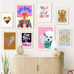 Girl Power Rainbow Love Heart Dog Cat Horse Boots Posters And Prints Wall Art Canvas Painting Wall Pictures For Bedroom Decor