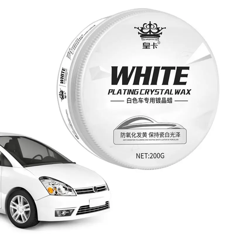 White Car Wax Polish For Scratches White Automotive Solid Wax Paste Car Scratch Remover Supplies For White SUV/Car/RV Metal Logo