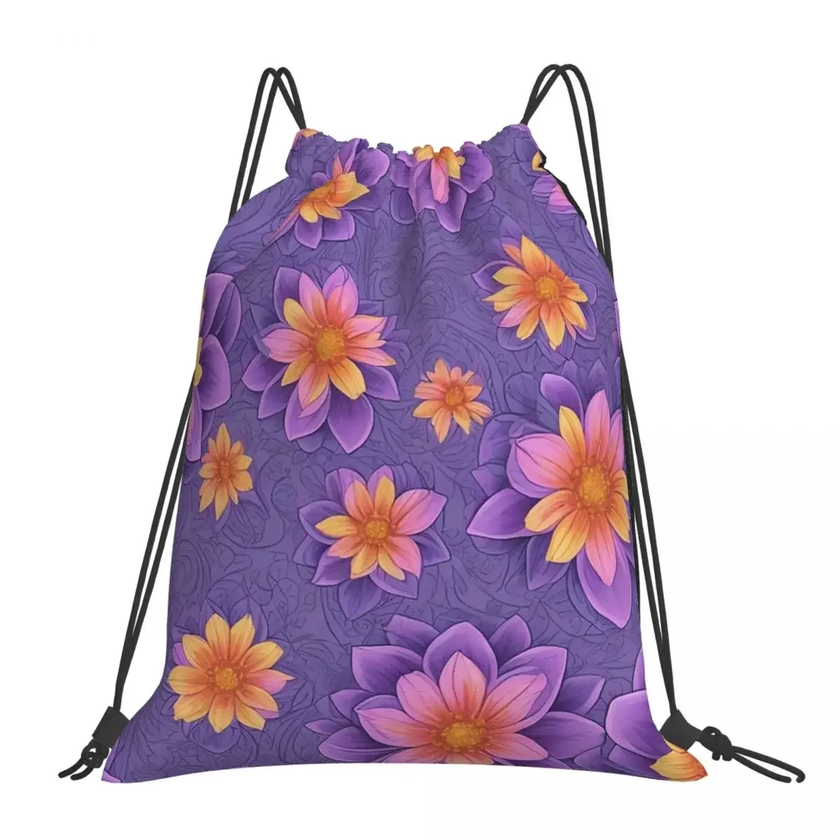 

Beautiful Red Flower Backpacks Fashion Portable Drawstring Bags Drawstring Bundle Pocket Sports Bag BookBag For Travel School