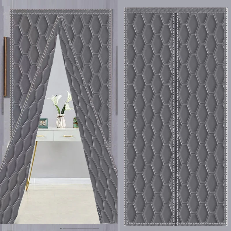 Autumn and winter hexagonal windproof and cold resistant air conditioning warm and soundproof door curtains