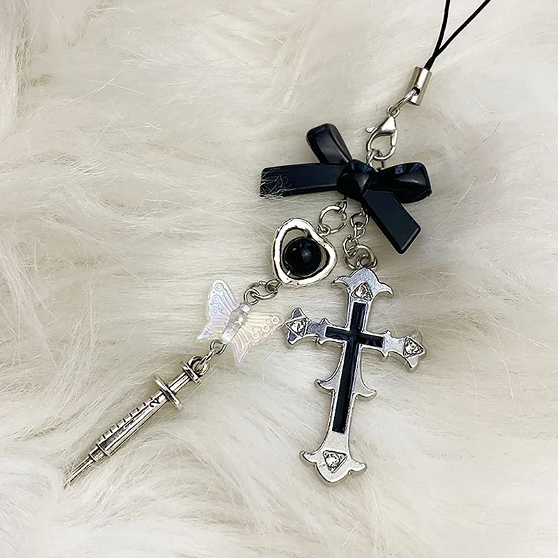1Pcs Heart Cross Phone Keychain Charm Strap Girl Gift Cute Chain Lanyard Pendant For IPhone For Samsung For HUAWEI