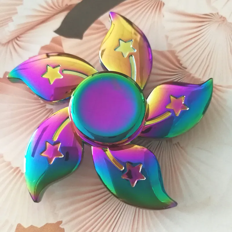 Colorful Alloy Bauhinia Flower Cool Fingertip Gyro Toys Model Children Stress Relief Toys Leisure Entertainment Finger Gadgets