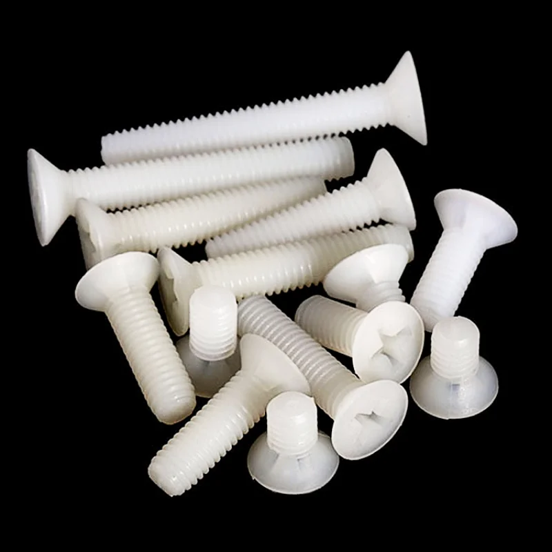 M2 To M8 White Nylon Plastic Countersunk Phillips Flat Head Screw Plastic Bolt Insulated For Electrical DIY Fastener