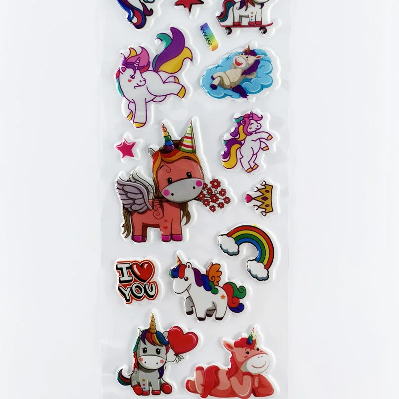 Cartoon Animal Stickers Unicorn Pattern Bubble Sticker for Kids Decor on Notebook 3D Sticker Doodle Toy Stickers