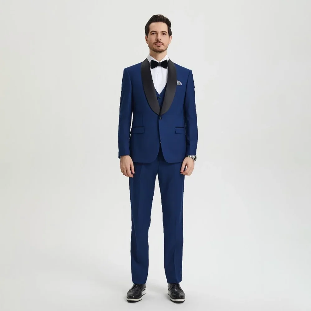 

Male Formal Wedding Groom Suits for Men Slim Fit Best Men Blazer Sets Groom Party Banquet Dinner Tuxedos (Jacket+Vest+Pants)